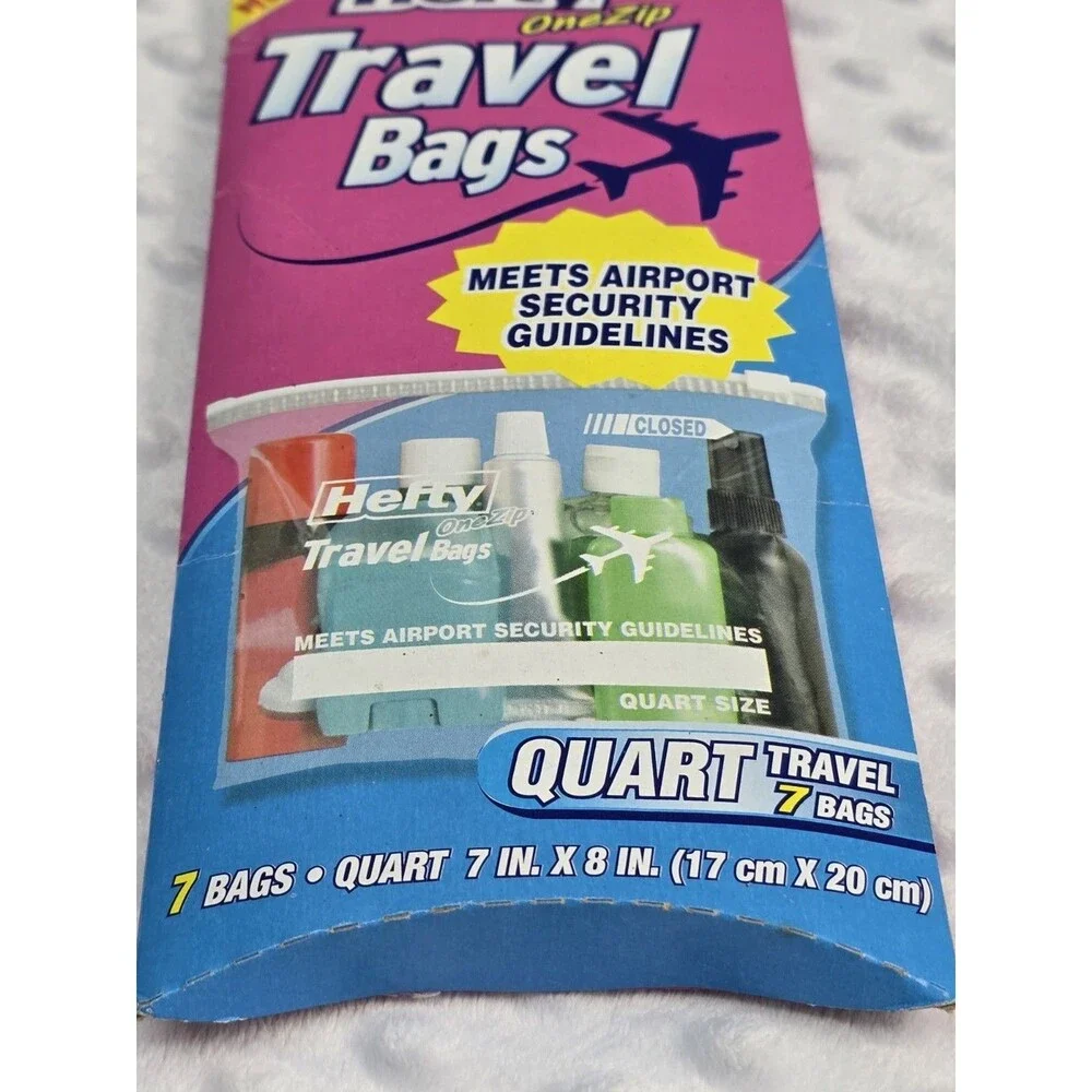 Hefty One Zip Travel Bags Quart Bag Size 7 New Discontinued Stock Airport TSA OK